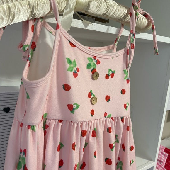 Jane + Jo Girls Strawberry Print Pink Dress size 7Y EUC - Picture 4 of 5
